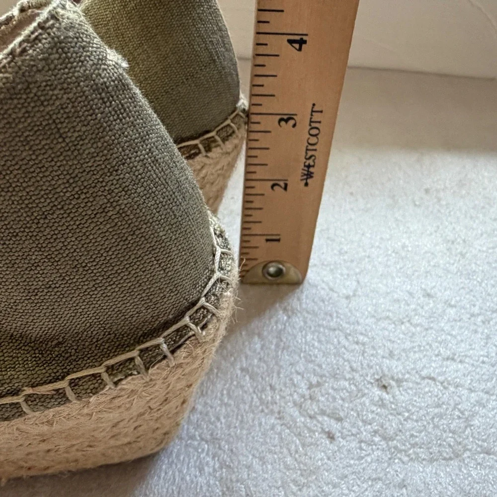 Vidorreta Olive Green Metallic Canvas Espadrille Wedges Made in Spain Women 41
